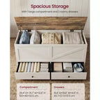 Coffre de rangement, Banc de rangement avec 2 tiroirs en tissu, Style Ferme, 40 x 100 x 50,5 cm