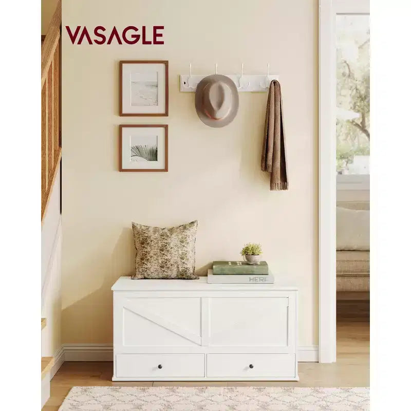 Coffre de rangement, Banc de rangement avec 2 tiroirs en tissu, Style Ferme, 40 x 100 x 50,5 cm