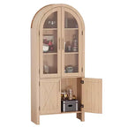 60 Tall Wood Arched Kitchen Pantry, Storage Cabinet with 4 Large Drawers & Adjustable Shelf, Multi-Use Cupboard for Entryway, Kitchen, Living Room