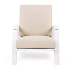 Outdoor Patio Lounge Chair with Cushion, Modern Garden Armchair with Solid Frame, Comfortable Deck Accent Chair for Patio Backyard Balcony