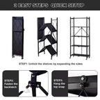 5-Tier Foldable Storage Shelves with Wheels, Heavy Duty Metal Rolling Shelving Unit for Kitchen, Garage & Pantry,No Assembly