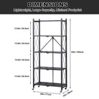 5-Tier Foldable Storage Shelves with Wheels, Heavy Duty Metal Rolling Shelving Unit for Kitchen, Garage & Pantry,No Assembly