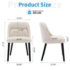 Upholstered Dining Chairs 2pcs, Mid-Century Accent, Padded Linen Fabric, Sturdy Wood Legs,for Kitchen, Dining Room, Living Room, Restaurant, Beige
