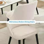 Upholstered Dining Chairs 2pcs, Mid-Century Accent, Padded Linen Fabric, Sturdy Wood Legs,for Kitchen, Dining Room, Living Room, Restaurant, Beige