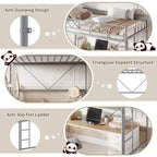 Twin Over Twin Bunk Bed, Full-Surround Guardrail, Heavy Duty All-Metal Frame, Space-Saving Under-Bed Design, 30-Min Assembly, No Box Spring Needed