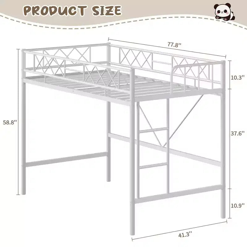 Twin Over Twin Bunk Bed, Full-Surround Guardrail, Heavy Duty All-Metal Frame, Space-Saving Under-Bed Design, 30-Min Assembly, No Box Spring Needed