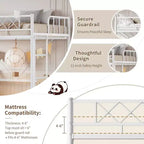 Twin Over Twin Bunk Bed, Full-Surround Guardrail, Heavy Duty All-Metal Frame, Space-Saving Under-Bed Design, 30-Min Assembly, No Box Spring Needed