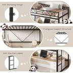 Twin Over Twin Bunk Bed, Full-Surround Guardrail, Heavy Duty All-Metal Frame, Space-Saving Under-Bed Design, 30-Min Assembly, No Box Spring Needed