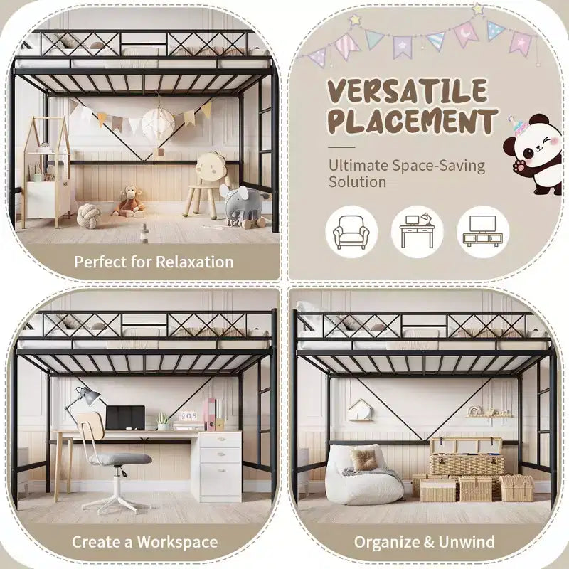 Twin Over Twin Bunk Bed, Full-Surround Guardrail, Heavy Duty All-Metal Frame, Space-Saving Under-Bed Design, 30-Min Assembly, No Box Spring Needed