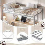 Twin Over Twin Bunk Bed, Full-Surround Guardrail, Heavy Duty All-Metal Frame, Space-Saving Under-Bed Design, 30-Min Assembly, No Box Spring Needed