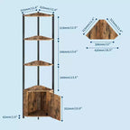 5-Tier Corner Shelf Stand, 58Tall Metal Frame Narrow Bookshelf with Storage Rack, Easy Assembly Display Shelf for Wall Corner, Bedroom, Living Room