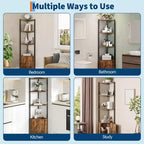 5-Tier Corner Shelf Stand, 58Tall Metal Frame Narrow Bookshelf with Storage Rack, Easy Assembly Display Shelf for Wall Corner, Bedroom, Living Room