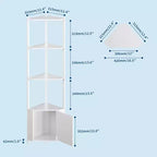 5-Tier Corner Shelf Stand, 58Tall Metal Frame Narrow Bookshelf with Storage Rack, Easy Assembly Display Shelf for Wall Corner, Bedroom, Living Room