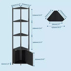 5-Tier Corner Shelf Stand, 58Tall Metal Frame Narrow Bookshelf with Storage Rack, Easy Assembly Display Shelf for Wall Corner, Bedroom, Living Room