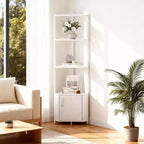5-Tier Corner Shelf Stand, 58Tall Metal Frame Narrow Bookshelf with Storage Rack, Easy Assembly Display Shelf for Wall Corner, Bedroom, Living Room