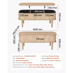 39.4 in Lift Top Coffee Table, Fluted Oval Coffee Table with 3 Hidden Compartment, Mid Century Wooden Oval Center Desk with Storage