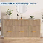Modern 10-Drawer Fluted Dresser, Sleek Metal Handles, Anti-Tip Storage Organizer, for Bedroom, Living Room