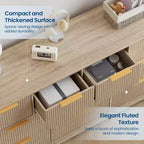 Modern 10-Drawer Fluted Dresser, Sleek Metal Handles, Anti-Tip Storage Organizer, for Bedroom, Living Room