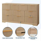 Modern 10-Drawer Fluted Dresser, Sleek Metal Handles, Anti-Tip Storage Organizer, for Bedroom, Living Room