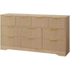 Modern 10-Drawer Fluted Dresser, Sleek Metal Handles, Anti-Tip Storage Organizer, for Bedroom, Living Room